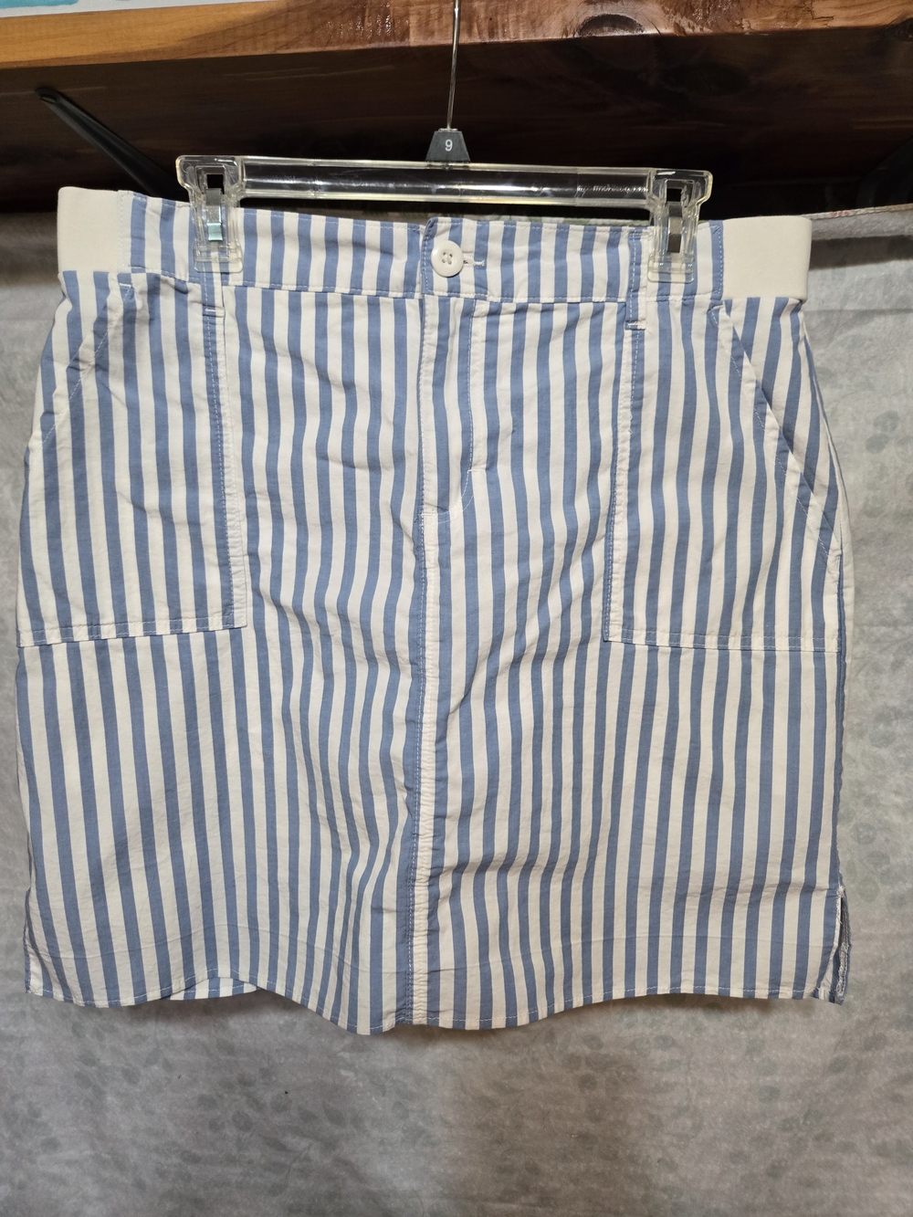 Lee Blue and White Striped Pencil Skirt